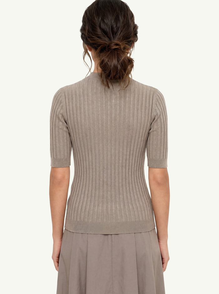  Peserico Maglia Tricot Misto Modal E Lurex Beige - 2