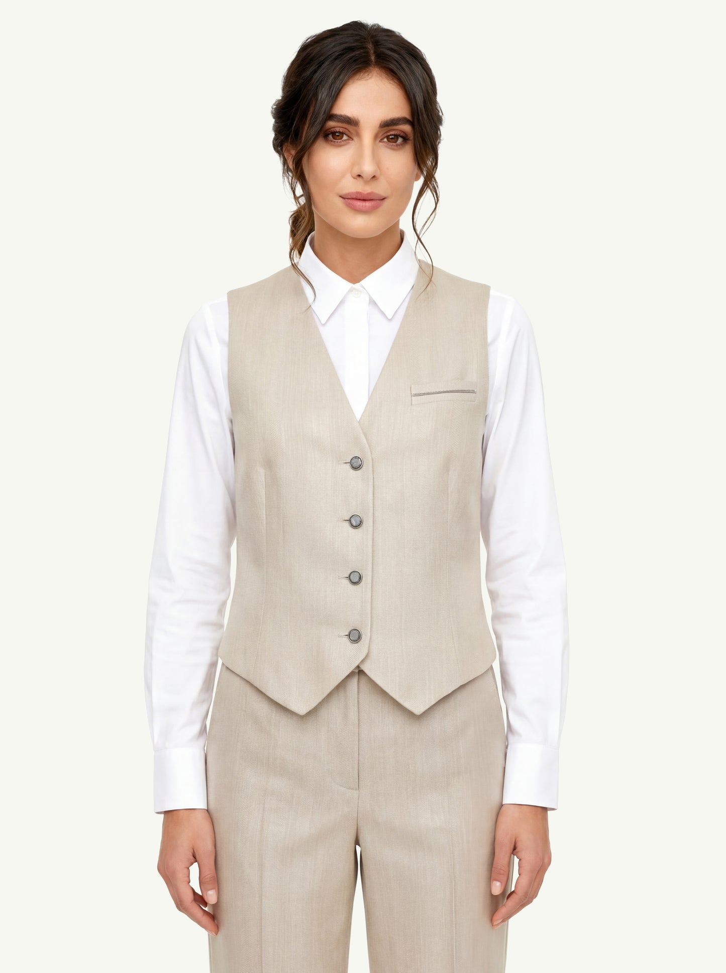  Peserico Gilet Resca Tinto In Filo Beige - 1