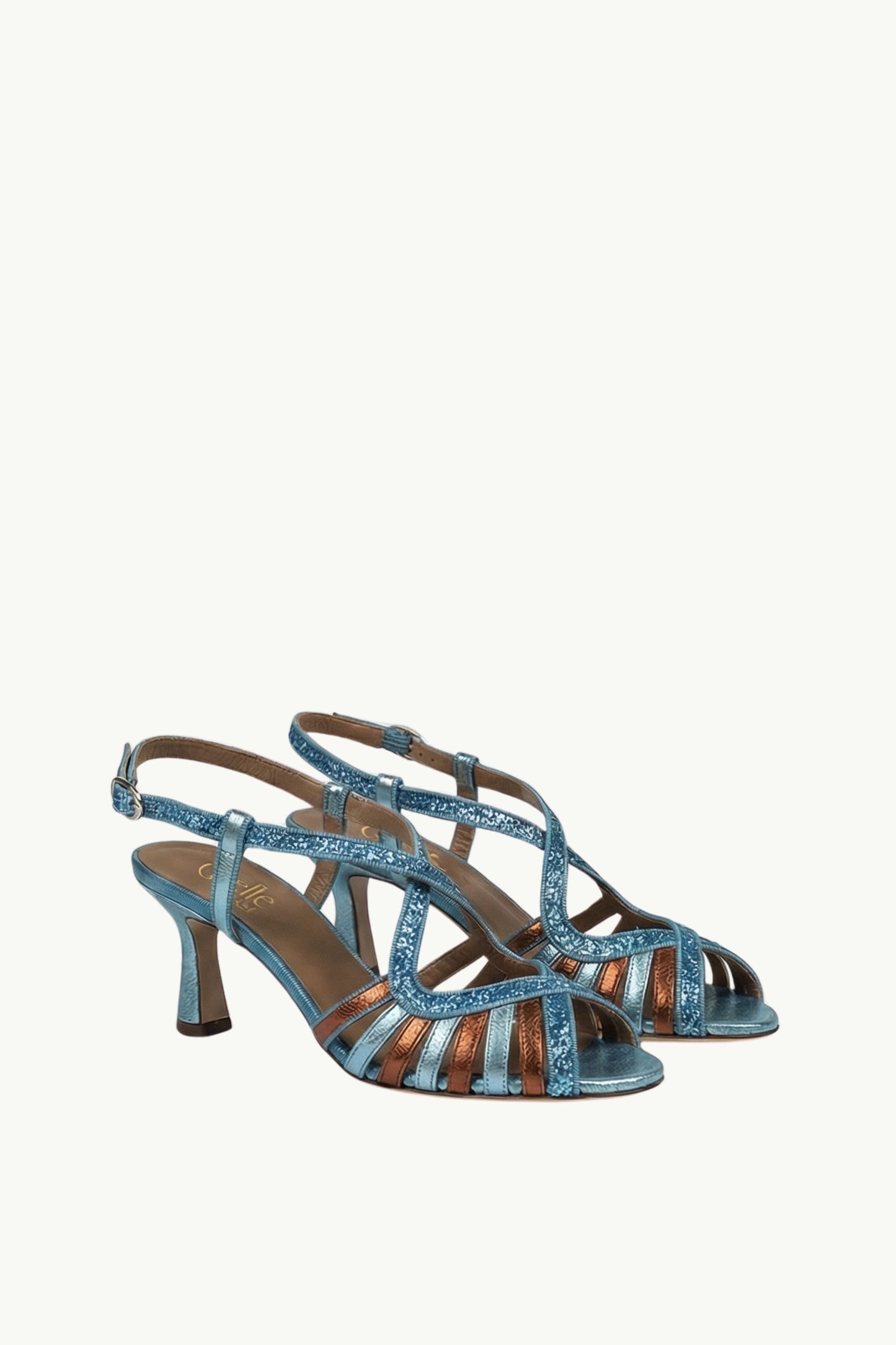  Gielle Viareggio Scarpa Con Tacco Cristallo Laminato Blu - 2