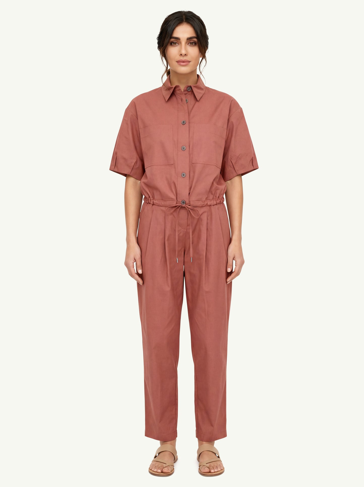  Peserico Women's Lightweight Satin Shirt Rosso - 1