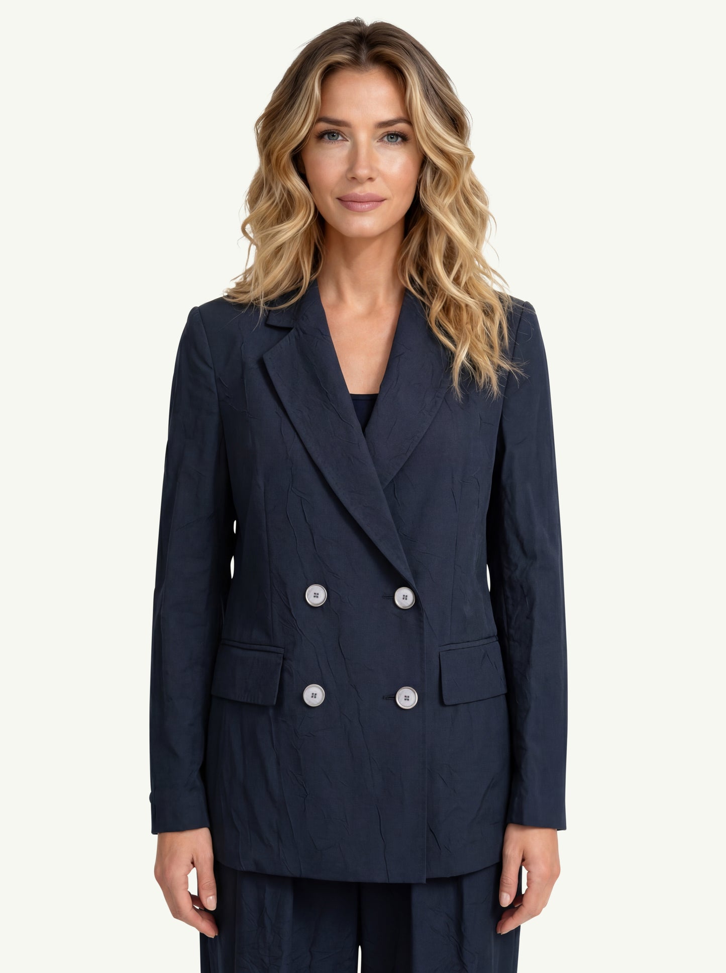  Peserico Giacca Tela Misto Cotone Stropicciato Blu - 3