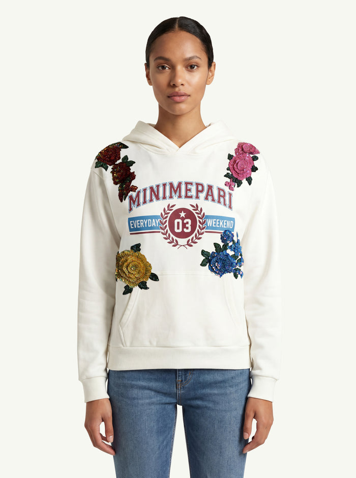 Hoodie With Flower Details  Donna Minimeparis