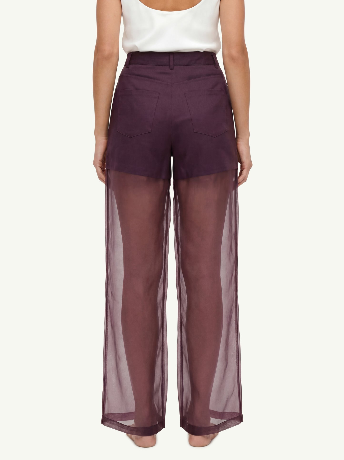 Federica Tosi Pantalone 5 Tasche In Organza Bordeaux - 2