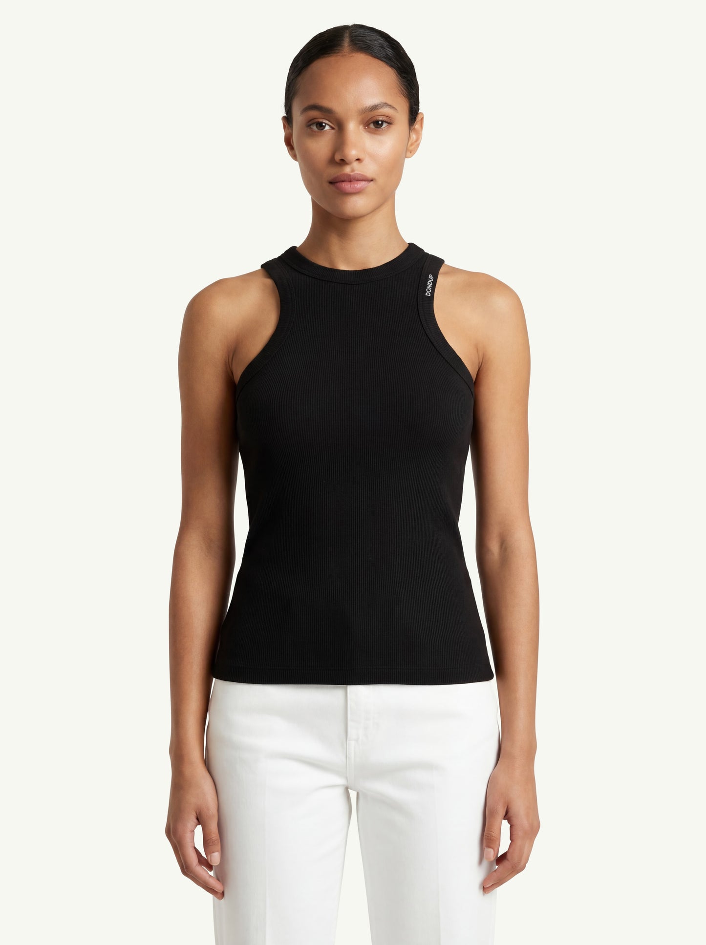  Dondup Women's Slim Ribbed Vest Nero - 1