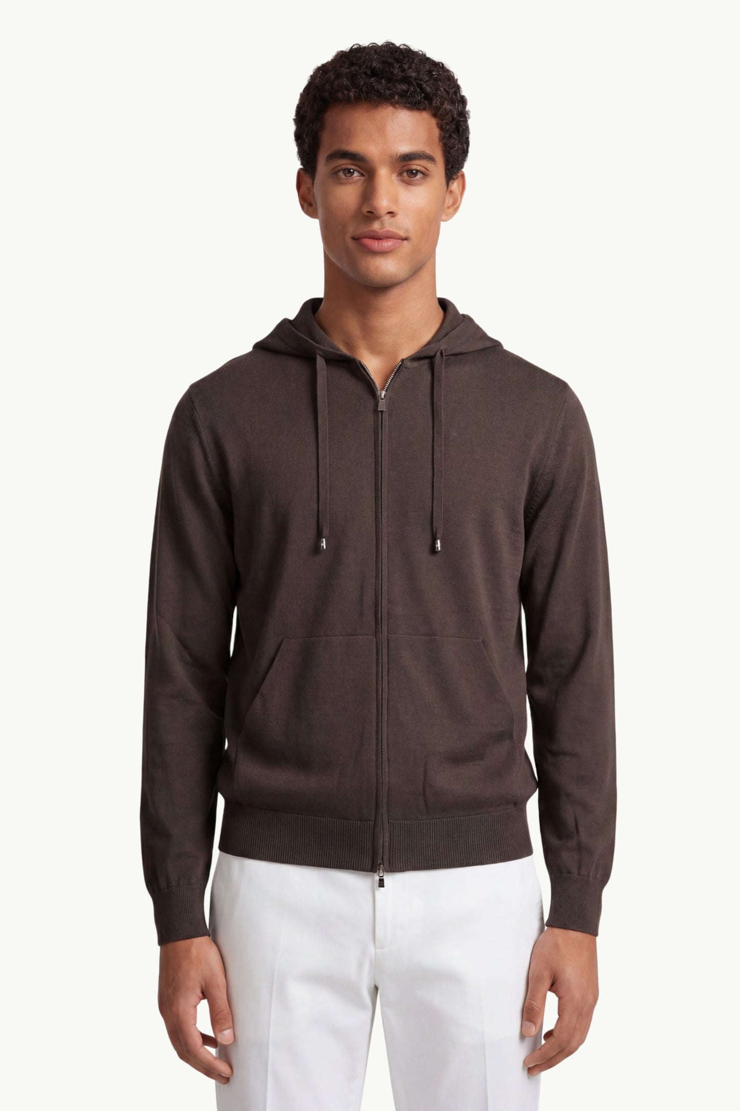  Filippo De Laurentiis Maglia Full Zip Cappuccio Marrone - 1