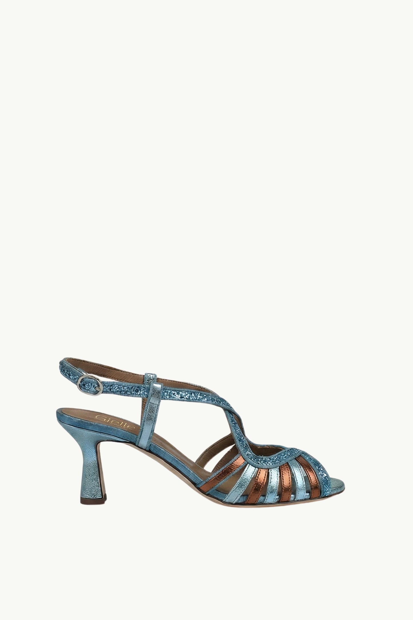  Gielle Viareggio Scarpa Con Tacco Cristallo Laminato Blu - 1
