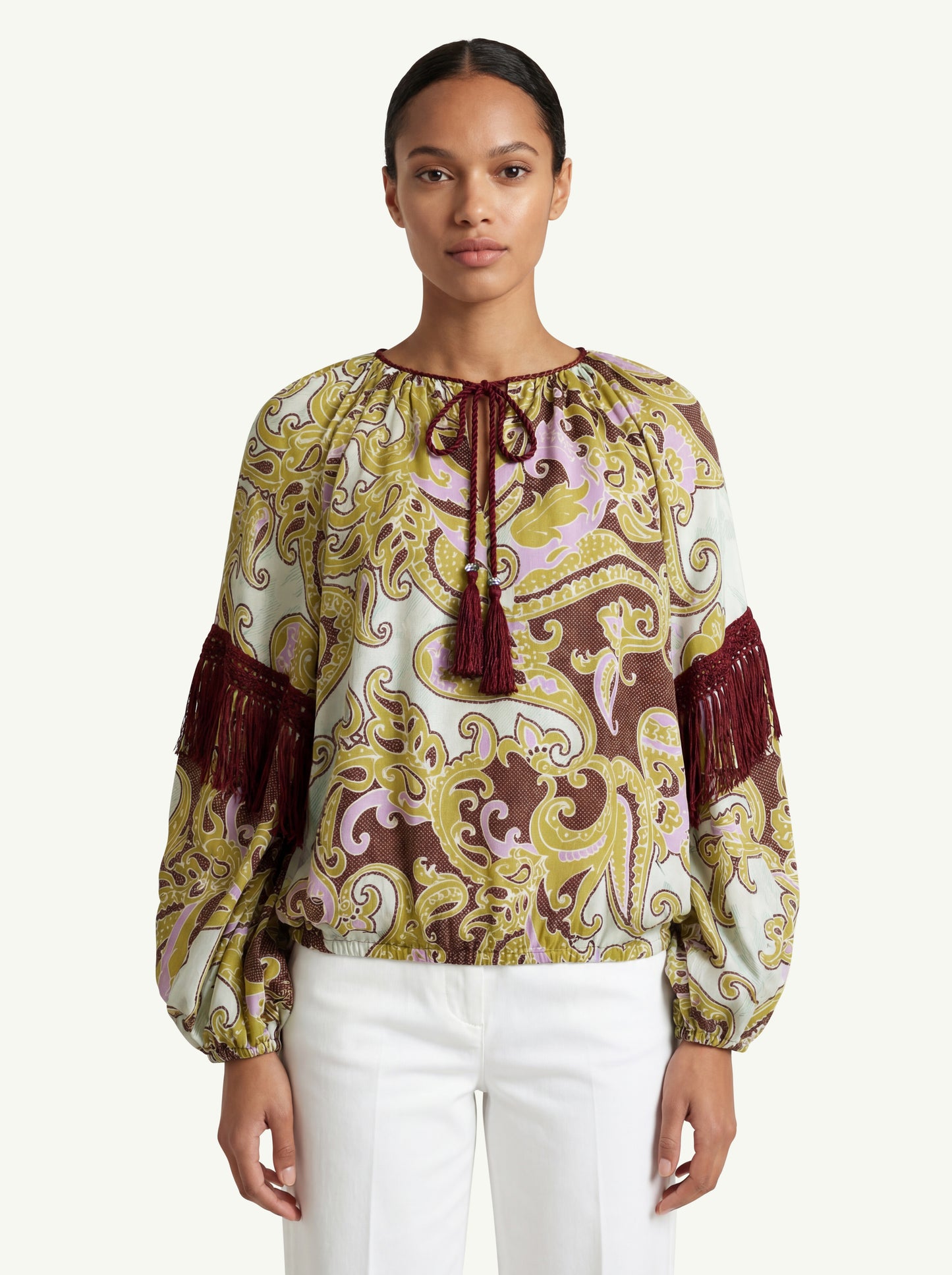 Dahlo Blusa Girocollo Con Frange Verde - 3
