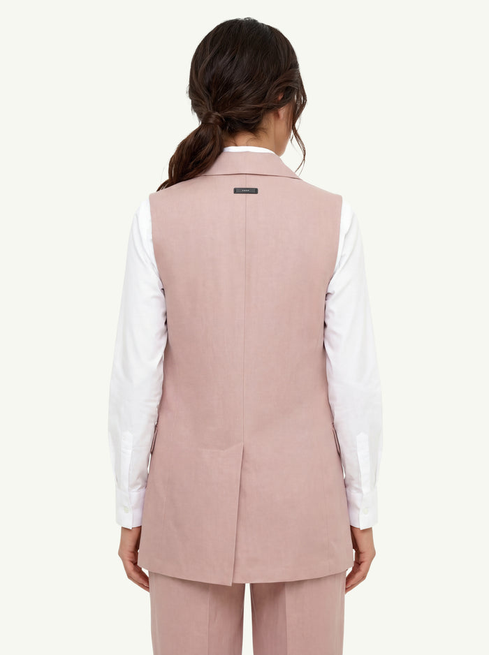  Peserico Gilet Gabardina Puro Lino Rosa - 2