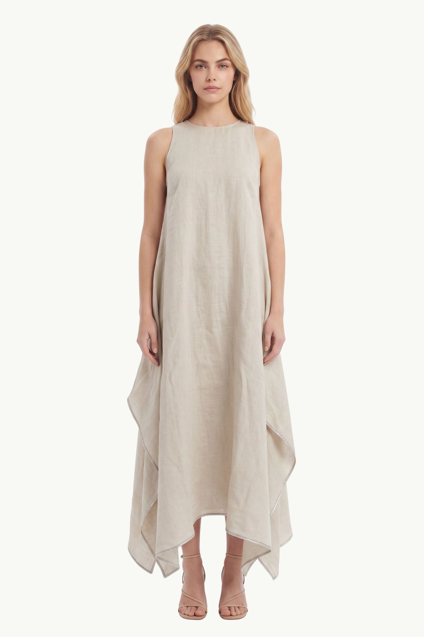  Peserico Women's Lightweight Pure Linen Canvas Dress Beige - 1