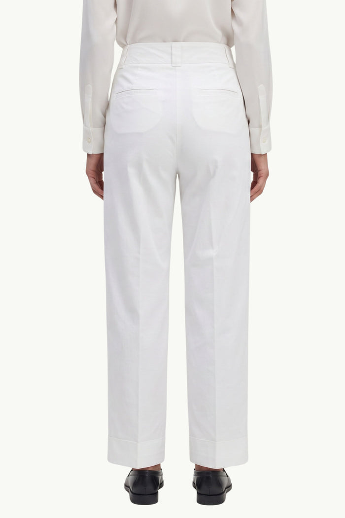 Pantalone Popelin Di Cotone Stretch Fiammata Donna Peserico-2