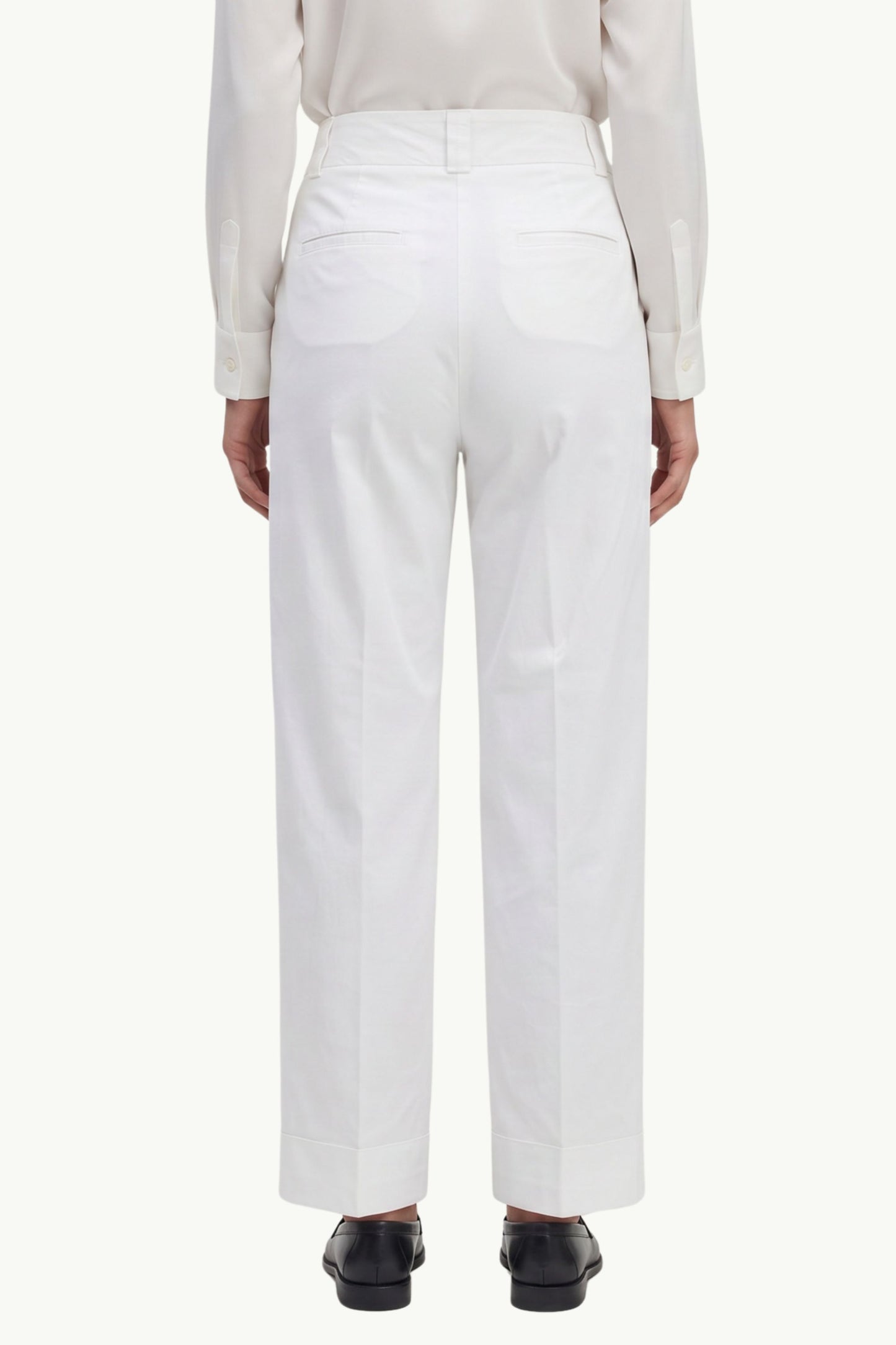  Peserico Pantalone Popelin Di Cotone Stretch Fiammata Bianco - 4