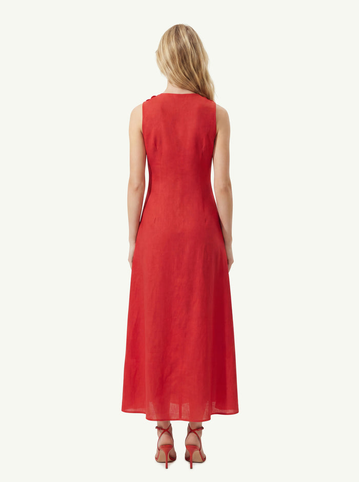 Red Sleeveless Midi Dress  Donna Farm Rio-2