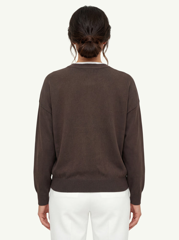  Peserico Women's Pure Cotton Knit T-shirt Marrone - 2