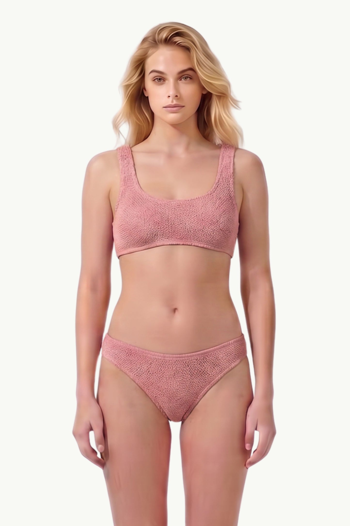  Mc2 Saint Barth Crinkle Bralette Bikini Top Rosa - 1