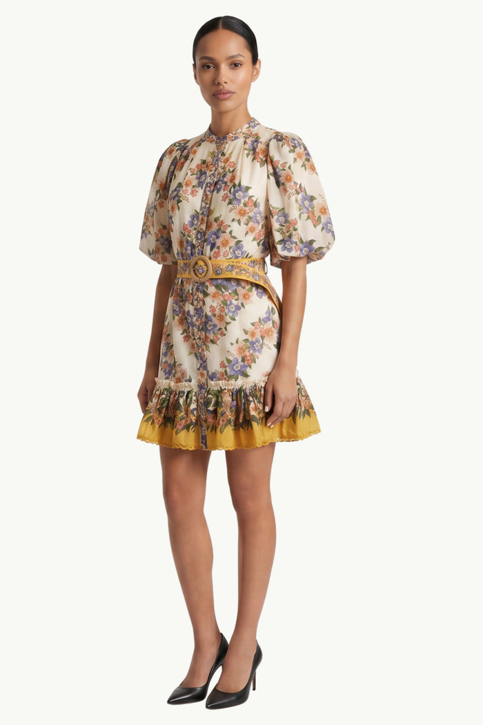 Hilo Stripes Sand Mini Dress Donna Farm Rio