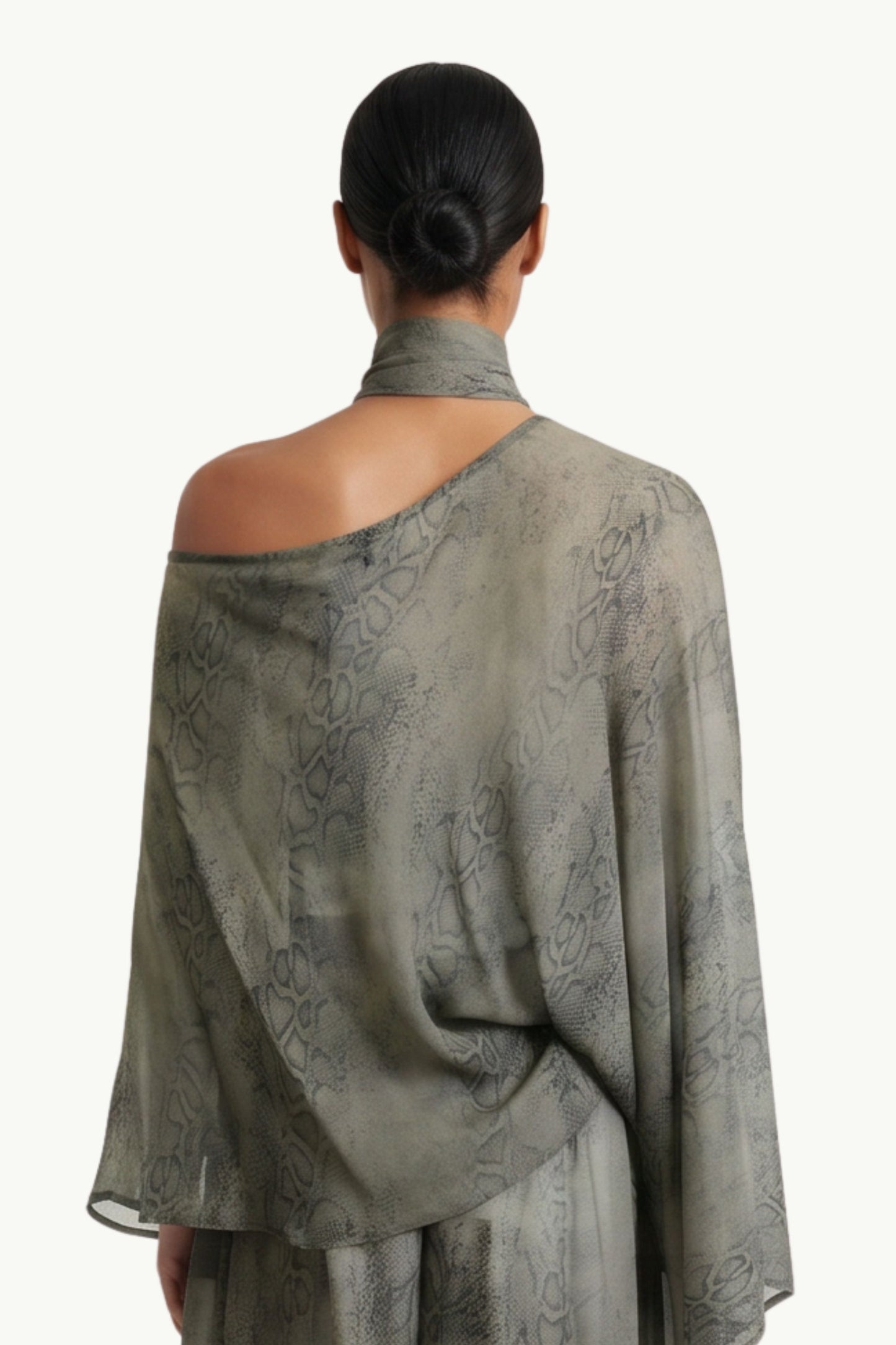  Federica Tosi Blusa Monospalla Pitonata Verde - 4