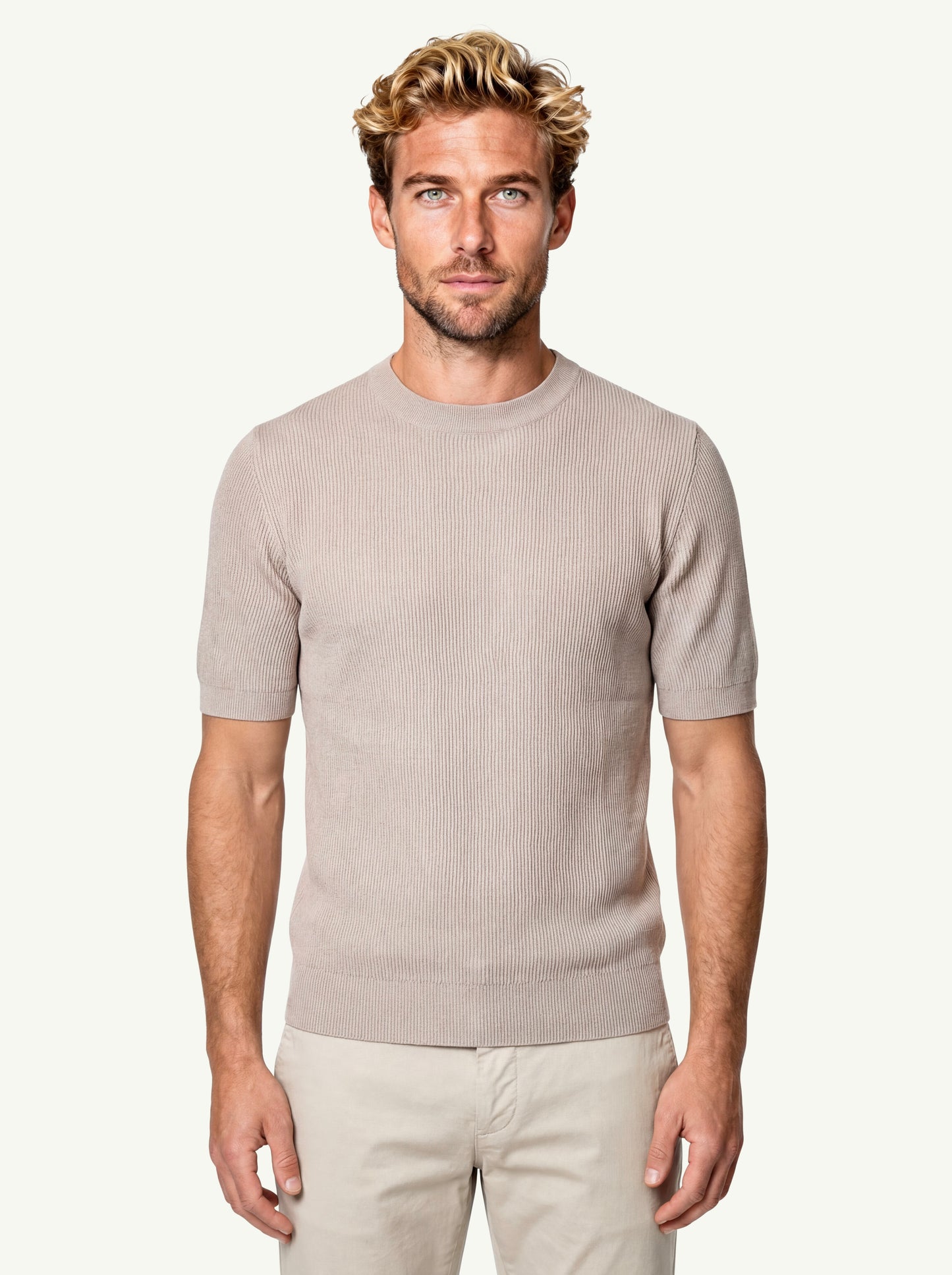  Dote Maglia Girocollo Costine Mm Cotsilk Beige - 1