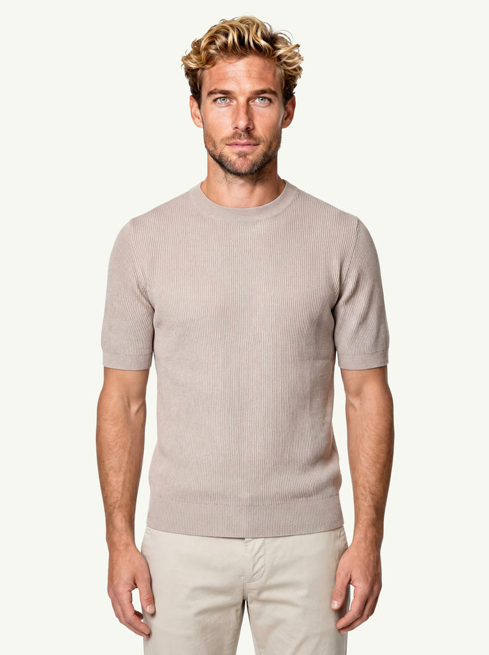  Dote Maglia Girocollo Costine Mm Cotsilk Beige - 3