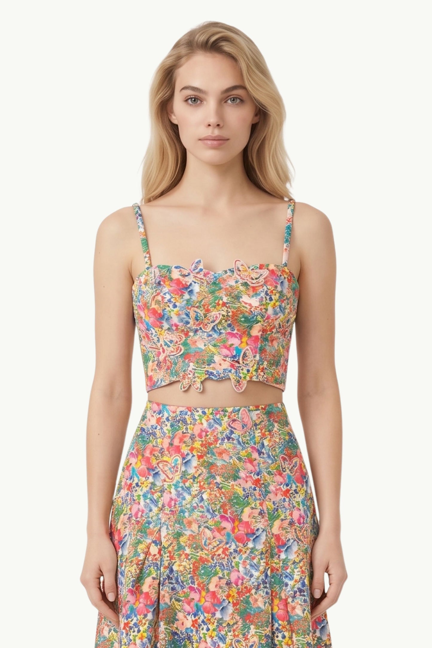  Farm Rio Paesant Floral Off White Butterflis Top Rosa - 1