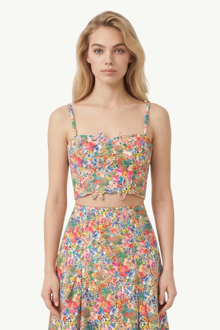 Paesant Floral Off White Butterflis Top  Donna Farm Rio