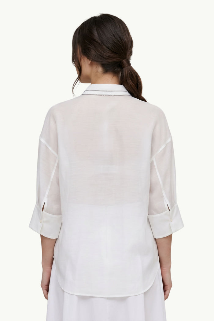  Peserico Camicia Organza Di Seta E Cotone Bianco - 2