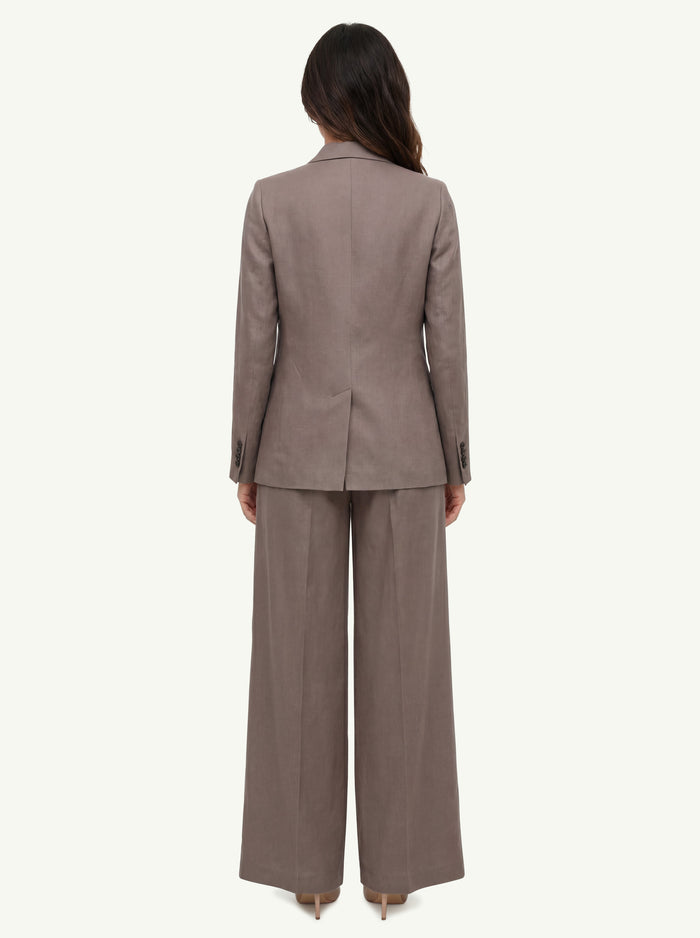  Peserico Giacca Twill Fluido Viscosa E Lino Marrone - 4