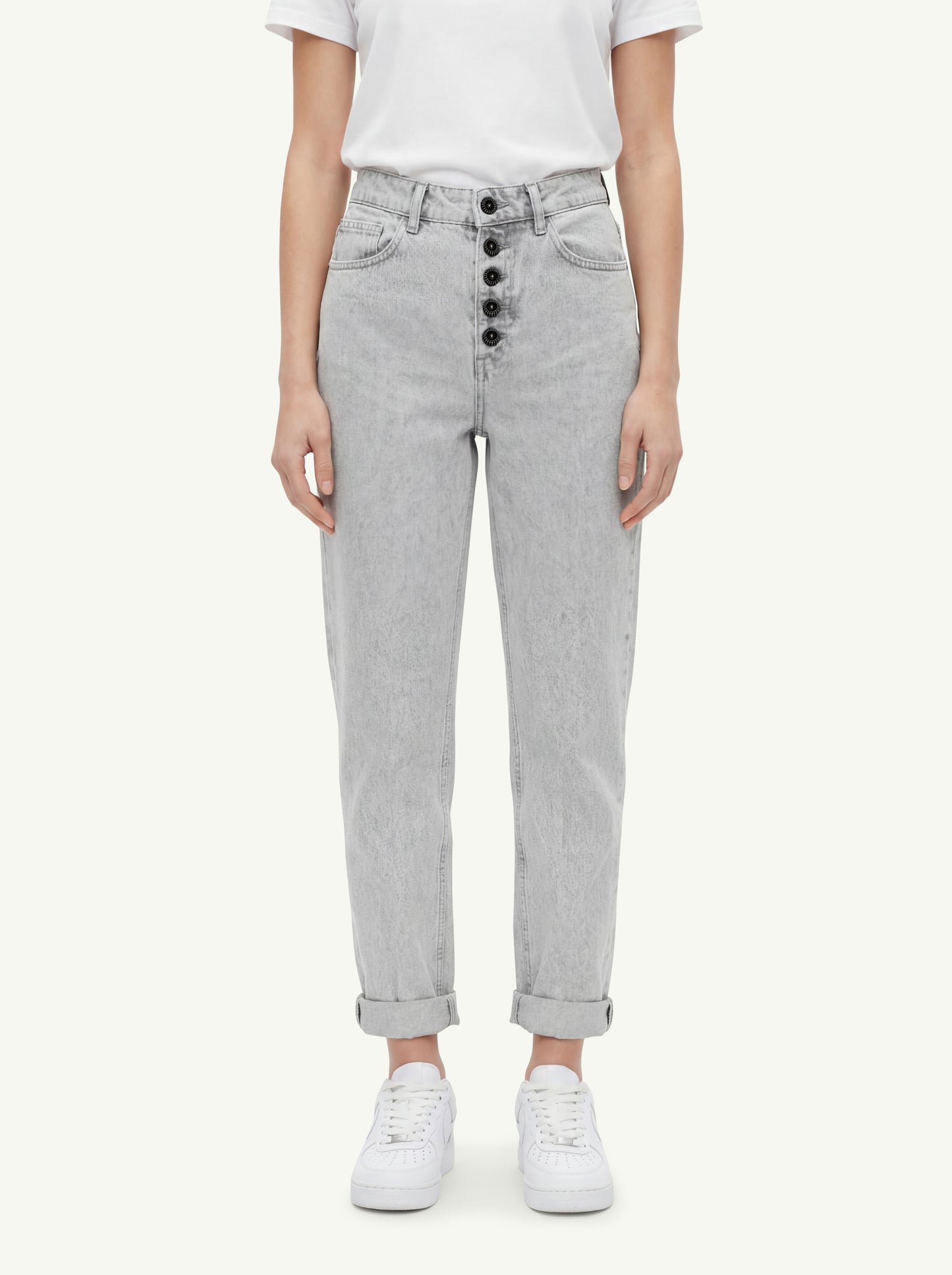  Dondup Women's Koons Loose Jeans With Jewel Button Grigio - 1