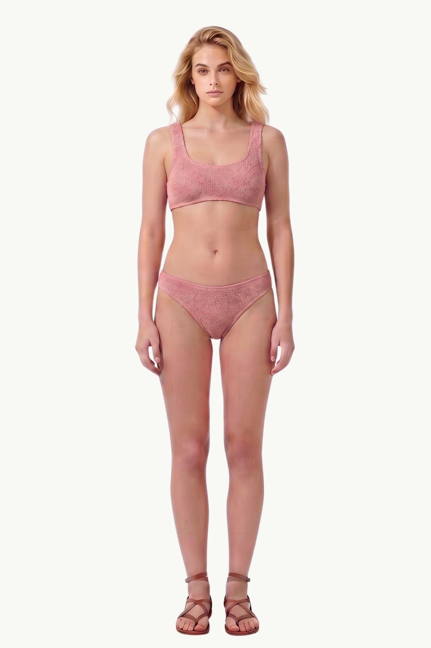  Mc2 Saint Barth Crinkle Bralette Bikini Top Rosa - 3