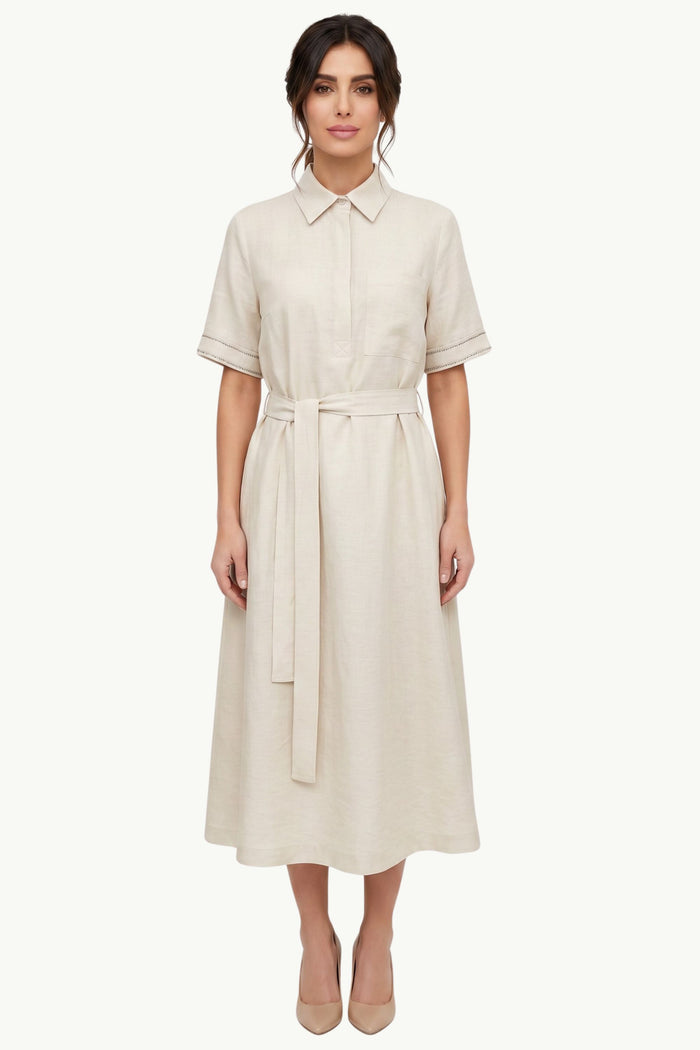 Abito Twill Lino E Viscosa  Donna Peserico