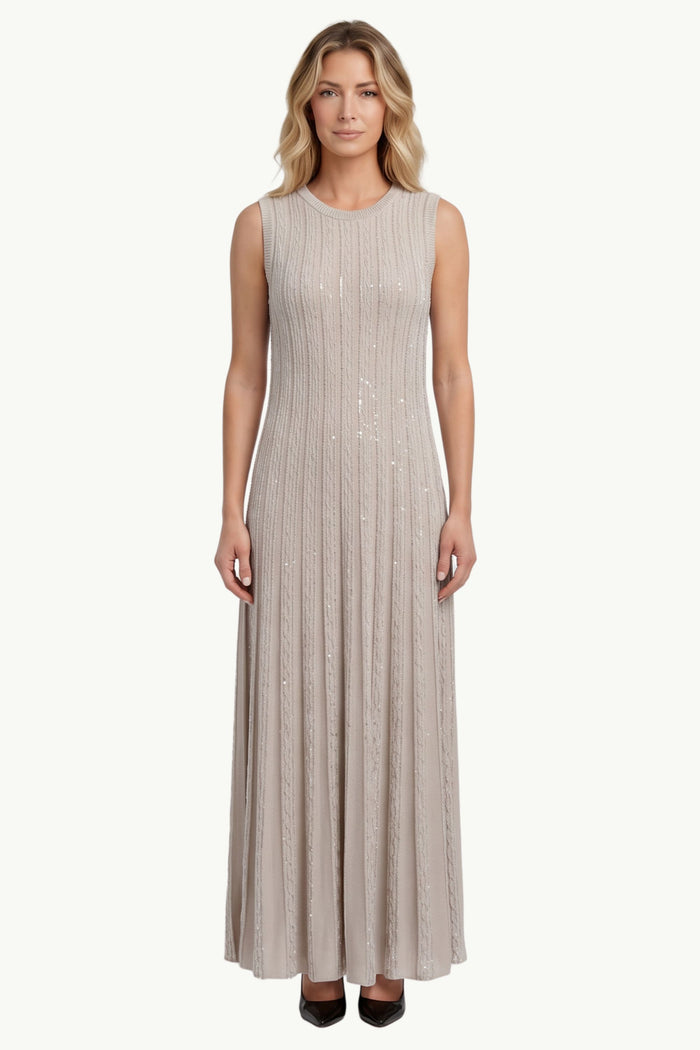 Abito Lungo Svasato Intarsio  Donna D.Exterior