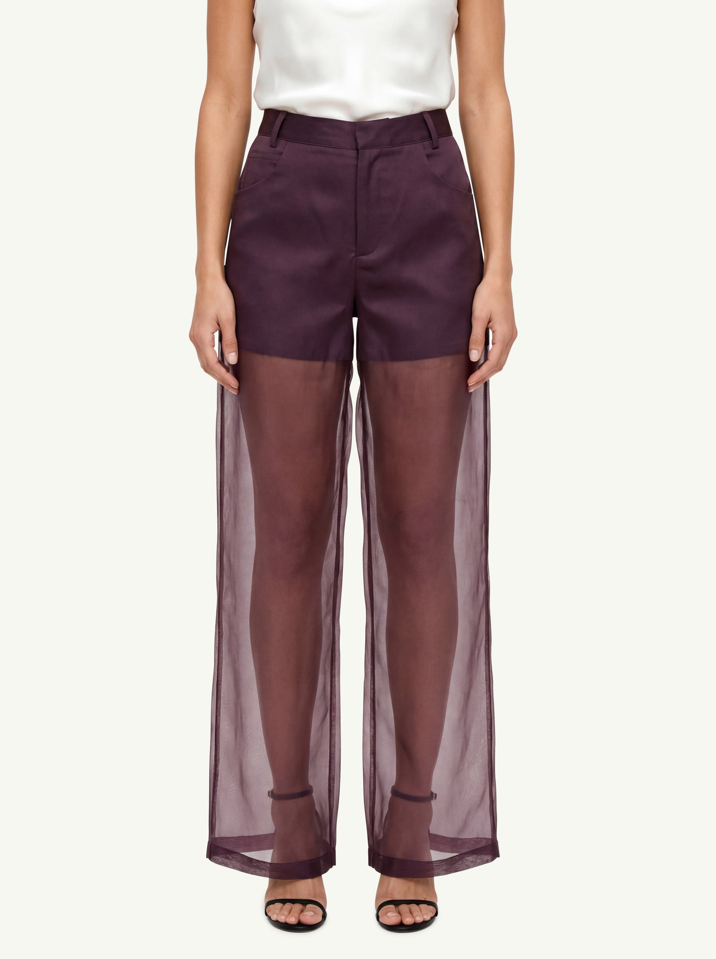  Federica Tosi Pantalone 5 Tasche In Organza Bordeaux - 1