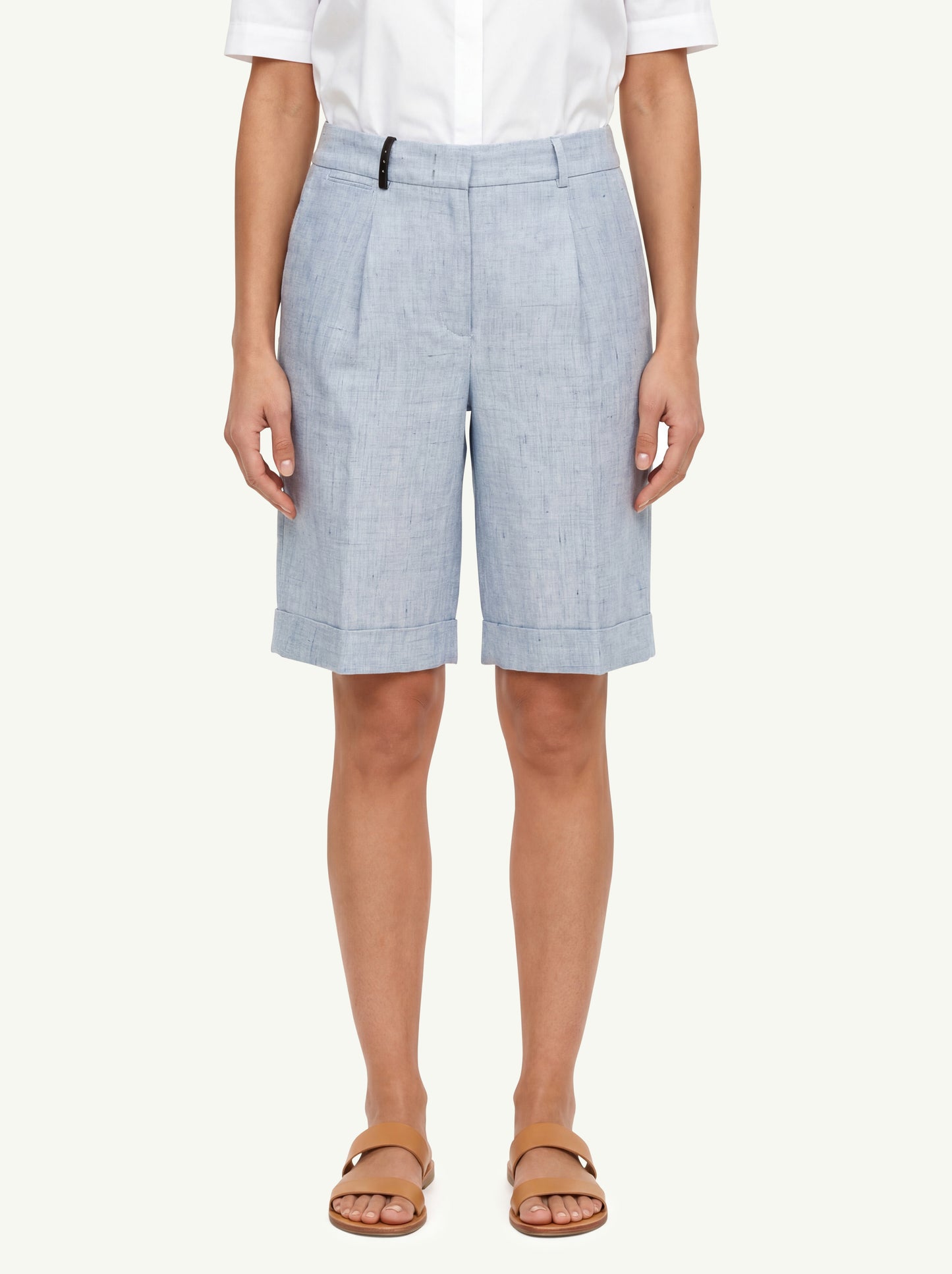  Peserico Women's Mélange Mat Bermuda Shorts Blu - 1