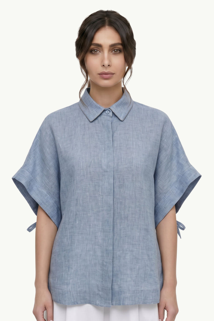  Peserico Camicia Tela Leggera Blu - 3