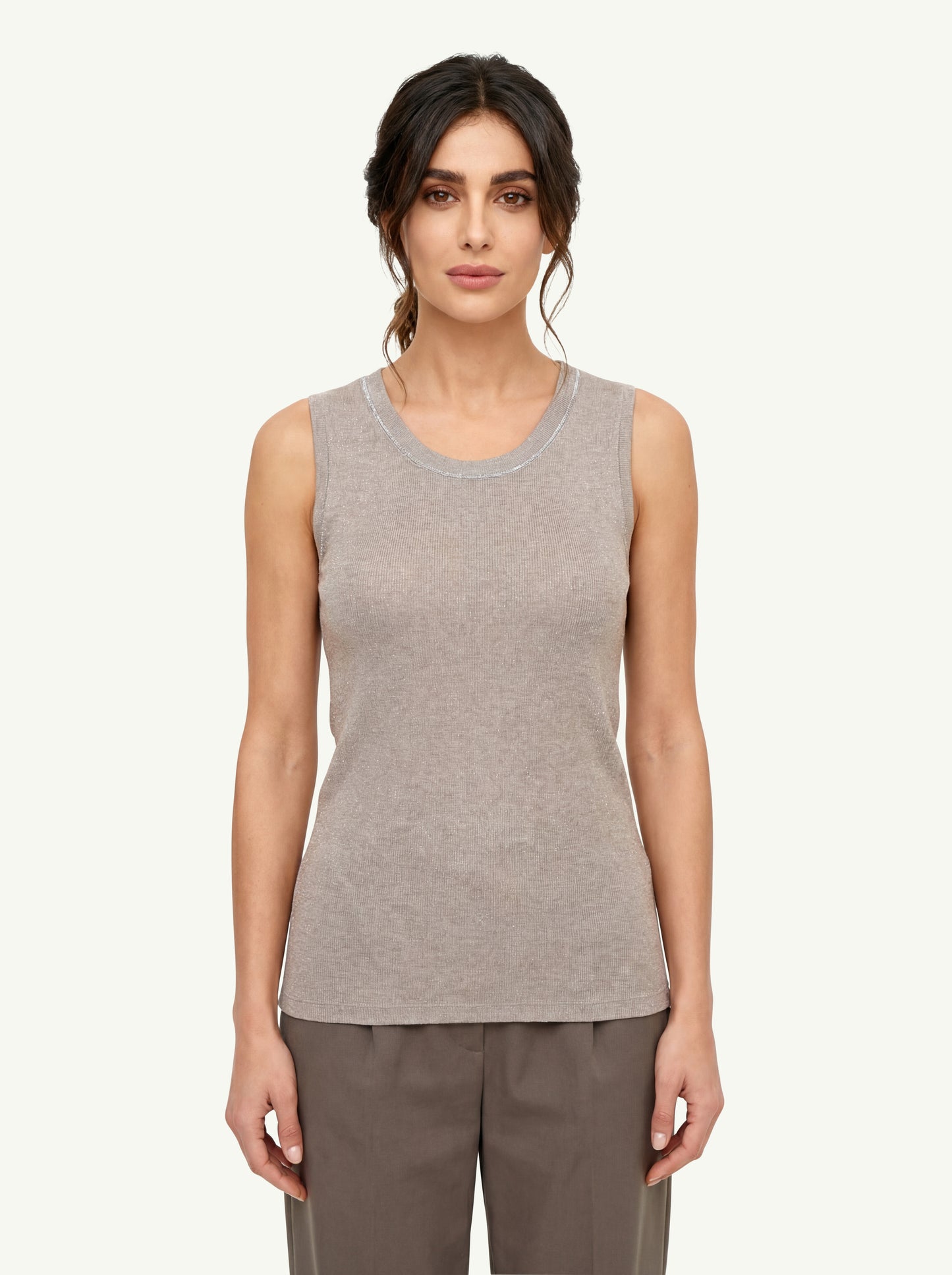  Peserico Top Cotone Lurex Beige - 1