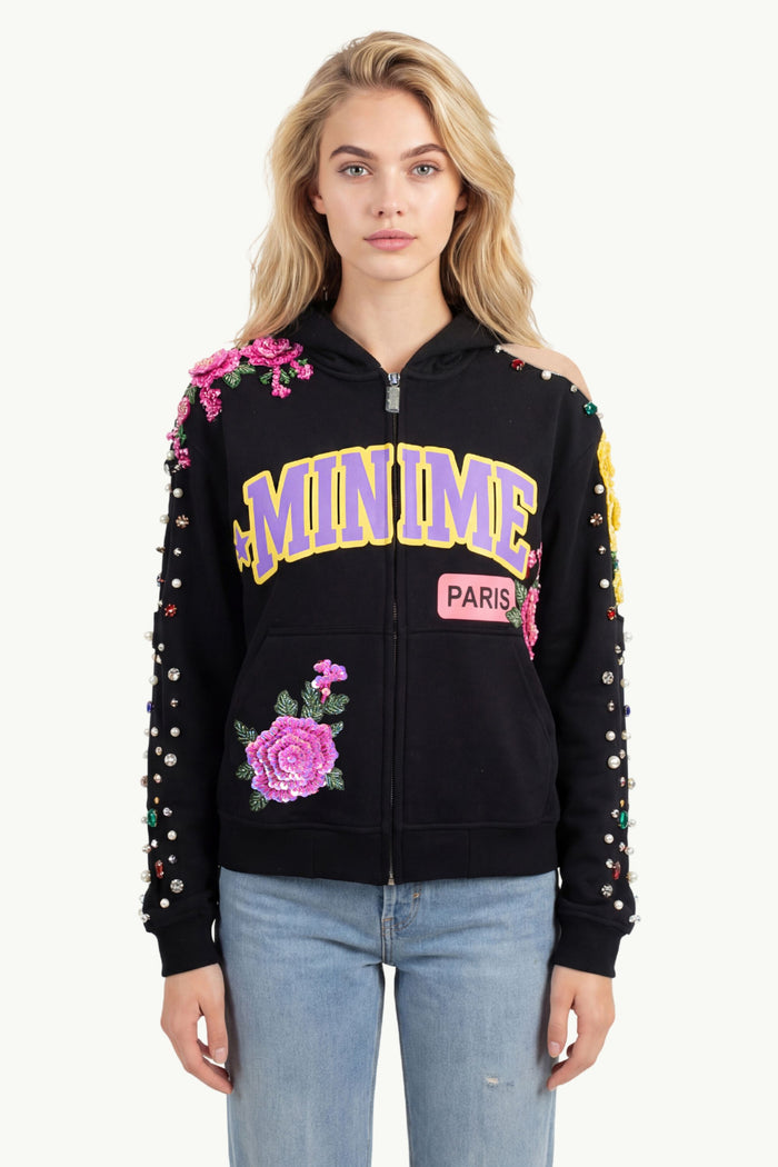 Hoodie With Flower Details  Donna Minimeparis