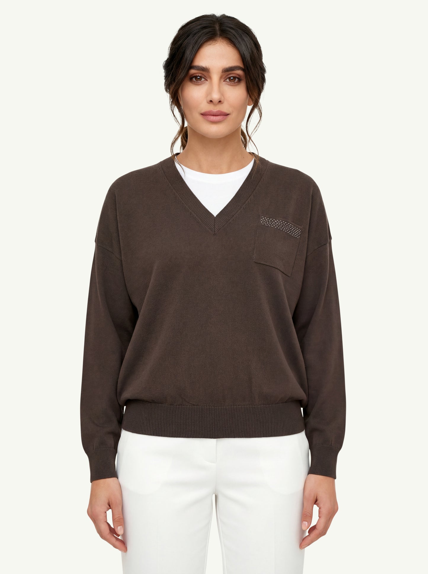  Peserico Women's Pure Cotton Knit T-shirt Marrone - 1