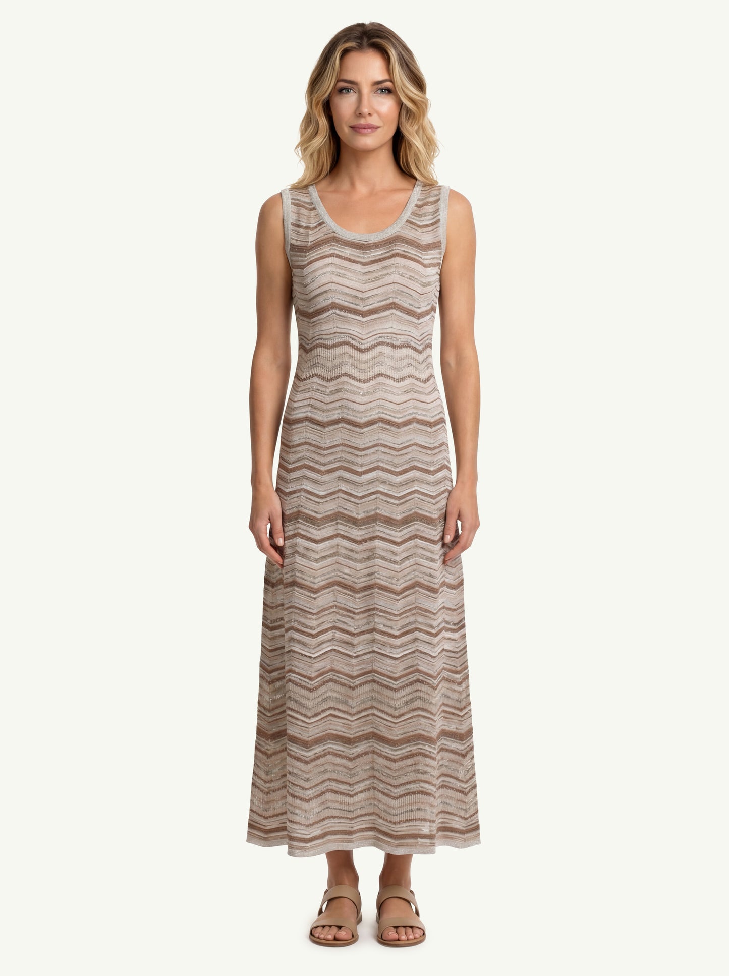  D.exterior Abito Chevron Trafori Beige - 1