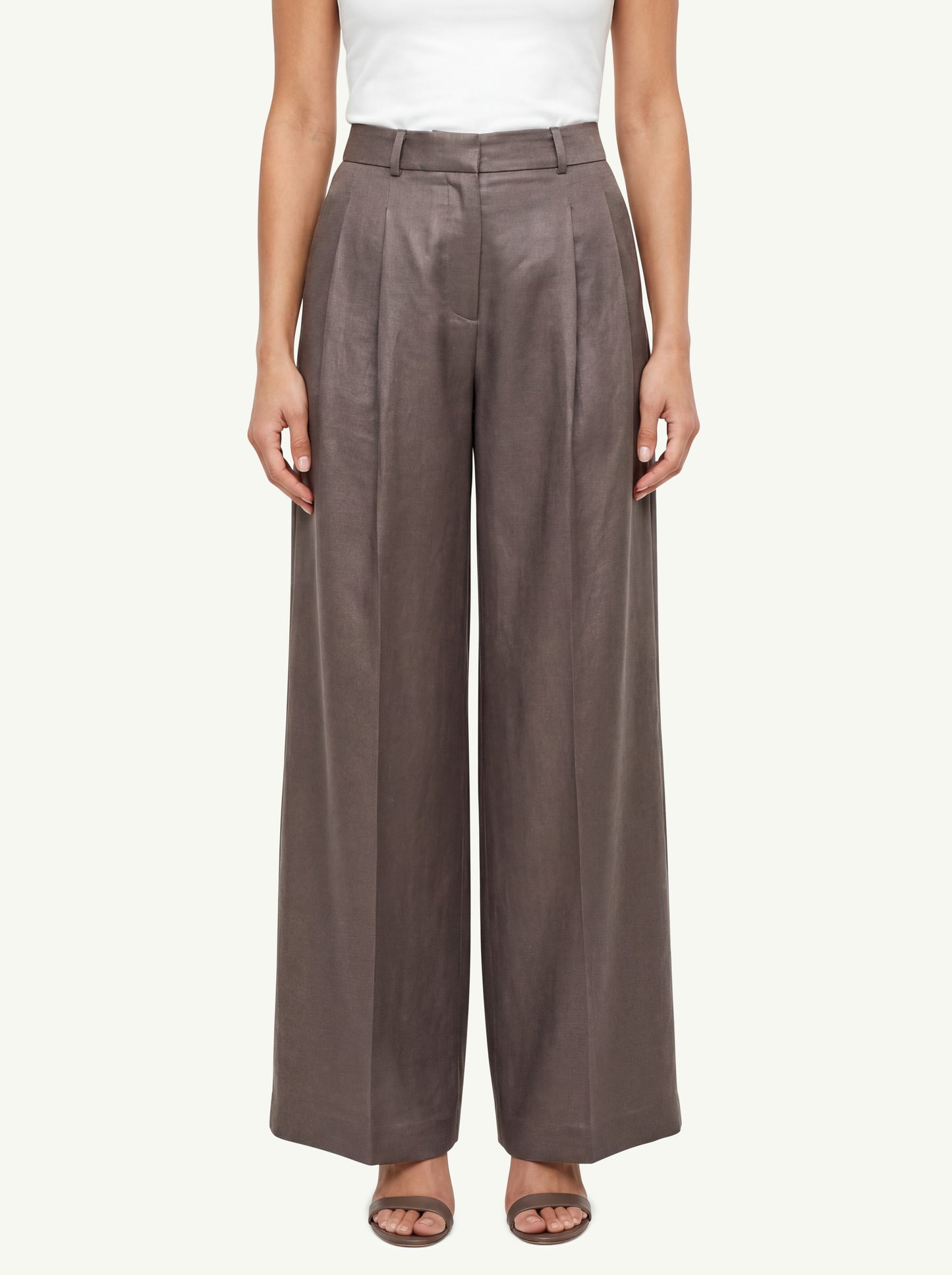  Peserico Pantalone Twill Fluido Viscosa E Lino Marrone - 1