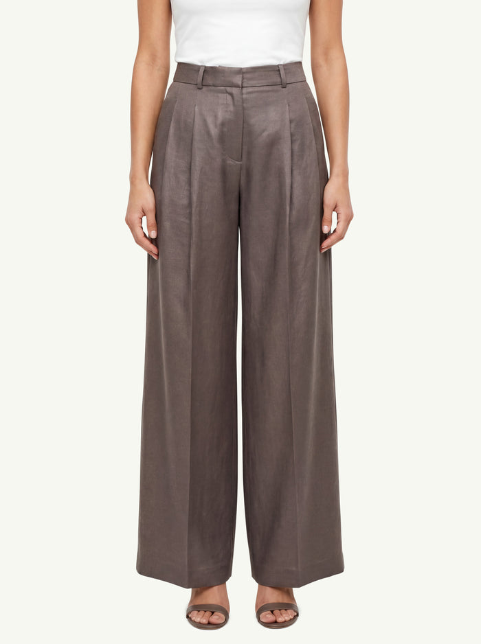 Pantalone Twill Fluido Viscosa E Lino  Donna Peserico