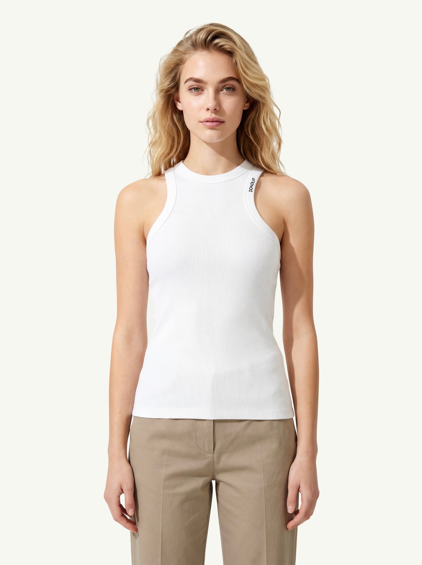  Dondup Canotta Slim In Costina Bianco - 1