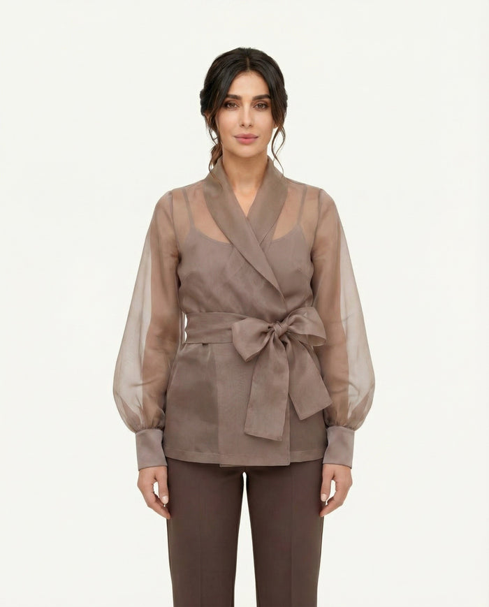 Giacca Con Cint Orgenza Seta Donna D.Exterior