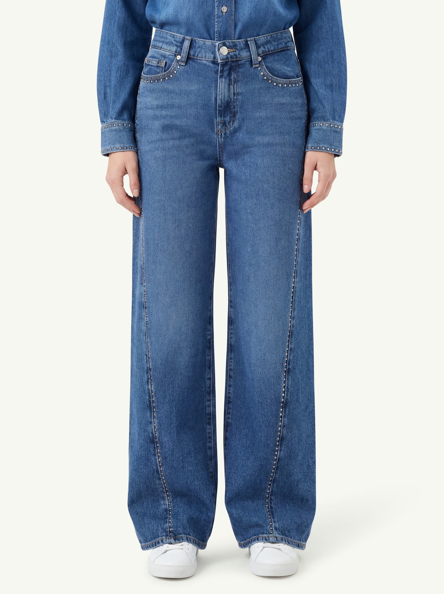  7 For All Mankind Jeans Twinsted Lotta Streeet Wise With Studs Blu - 1