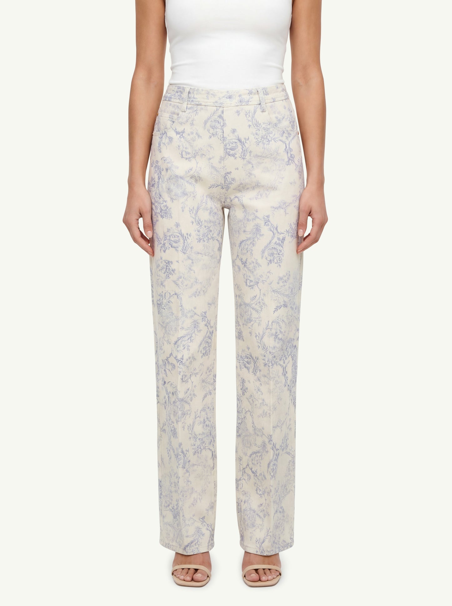  Forte_forte Pantalone 5 Tasche Vita Alta Denim Nontiscordardim Bianco - 1