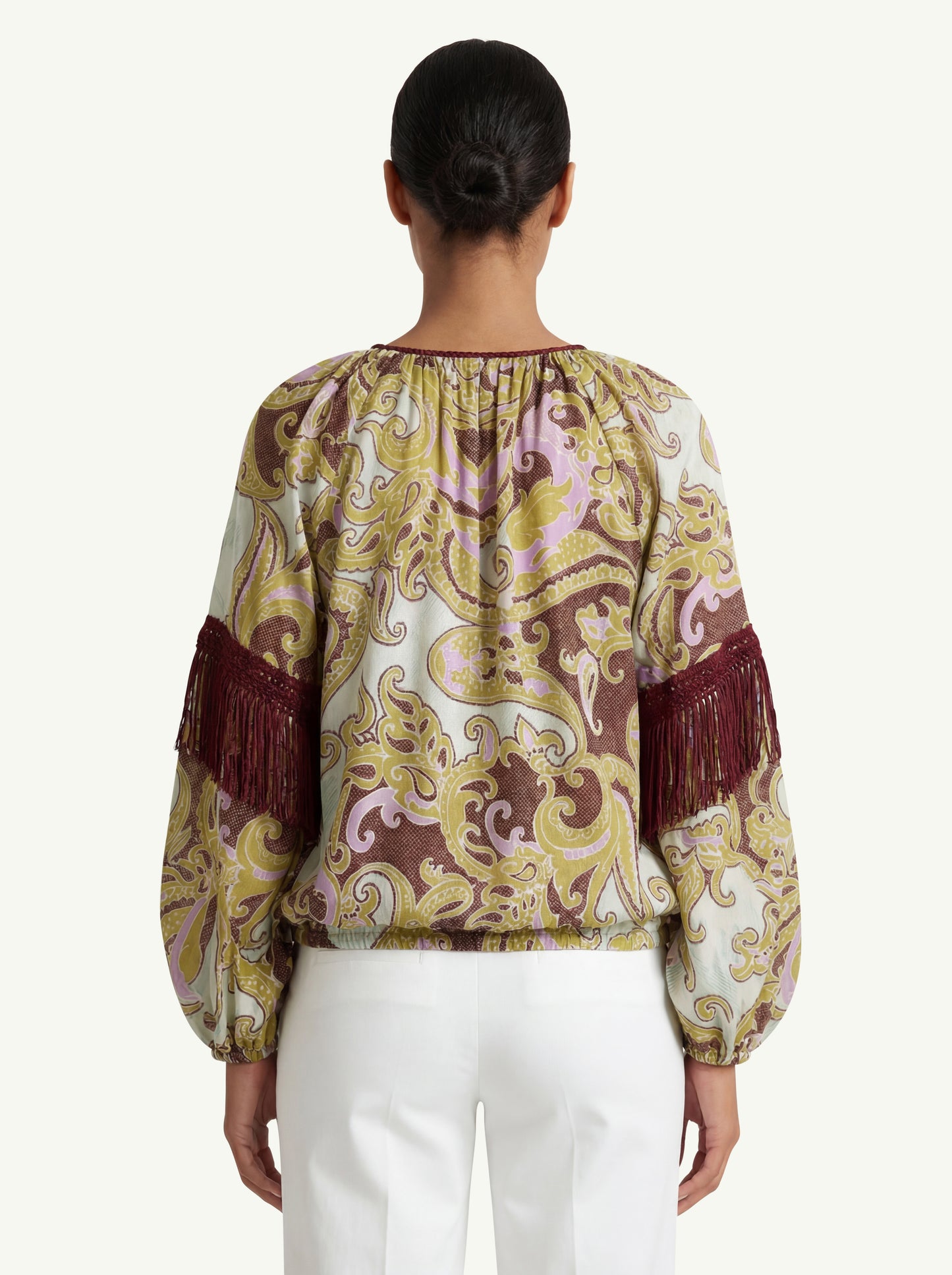  Dahlo Blusa Girocollo Con Frange Verde - 2