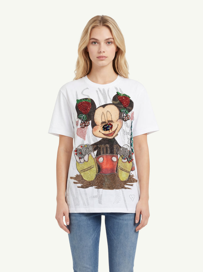 T-Shirt With Mouse Details And Letters  Donna Minimeparis