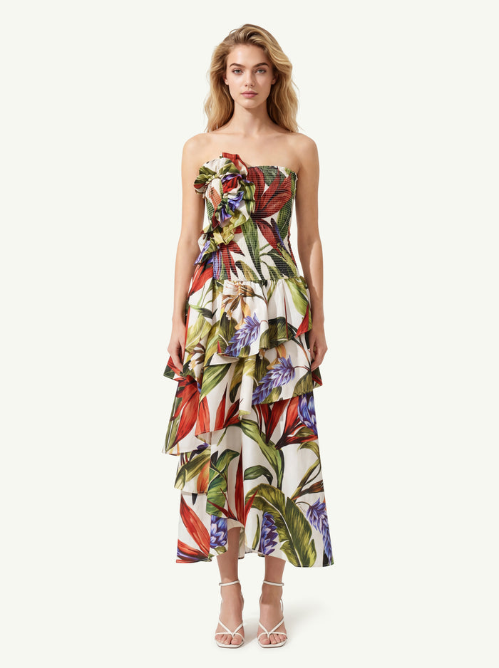 Florart Sand Strapless Maxi Dress Donna Farm Rio