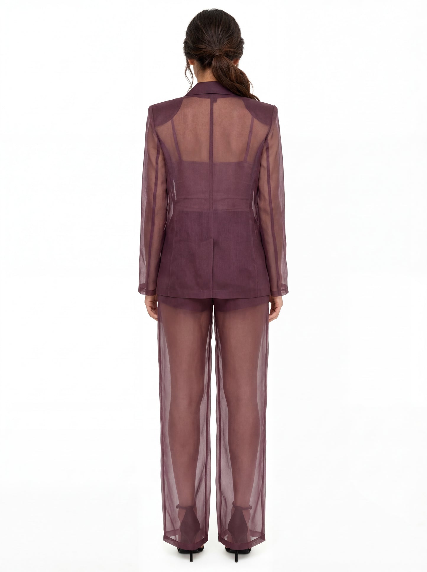  Federica Tosi Women's Silk Organza Jacket Bordeaux - 4
