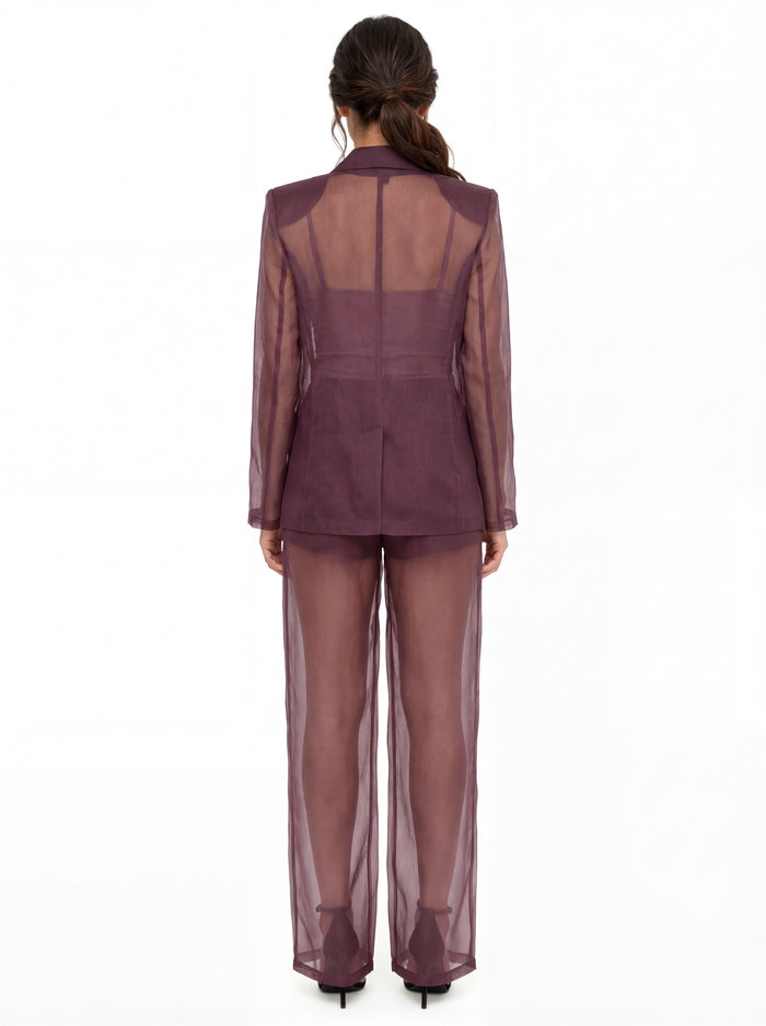  Federica Tosi Women's Silk Organza Jacket Bordeaux - 4