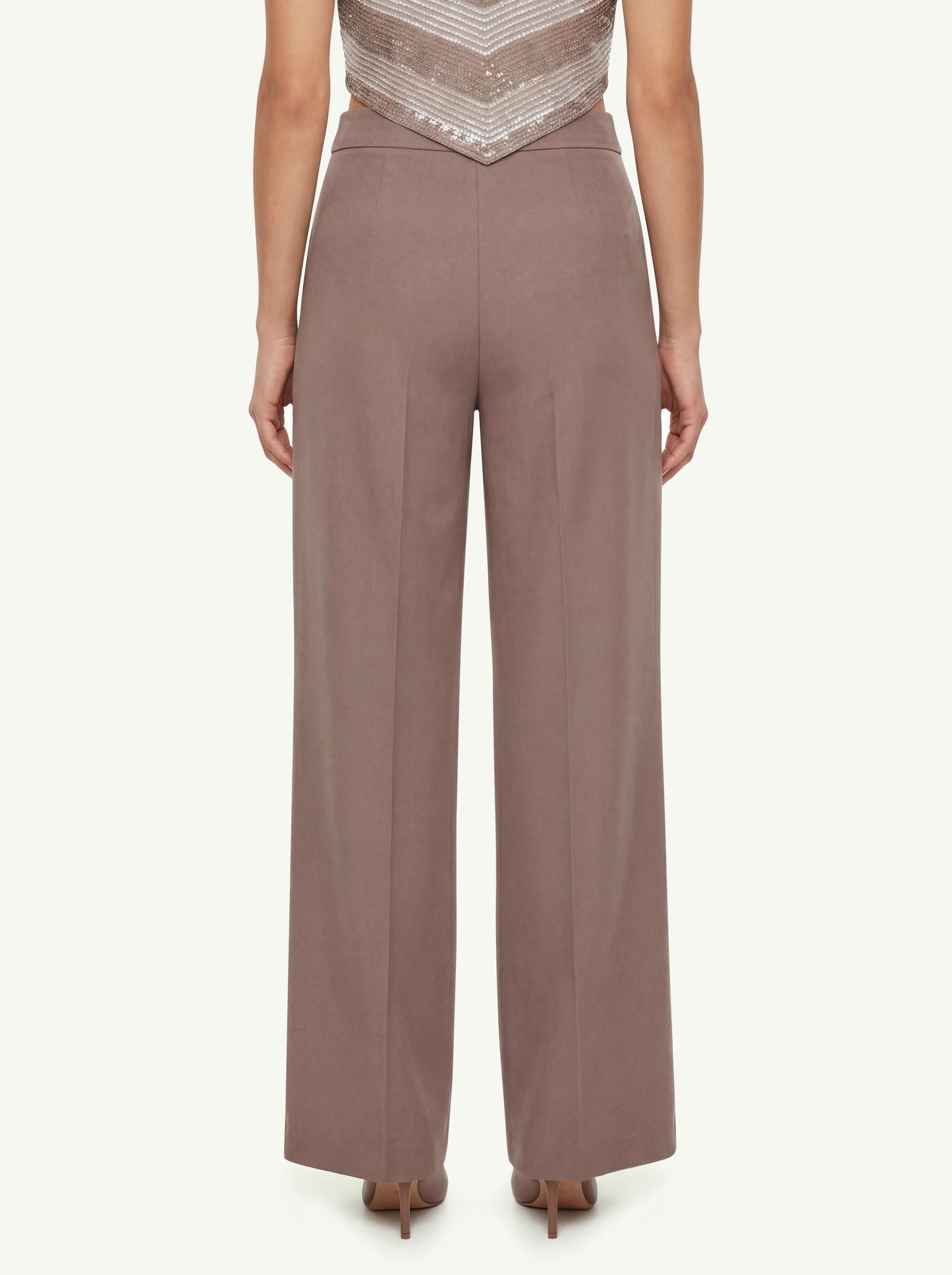  D.exterior Pantalone Enver Satin Palazzo Marrone - 2