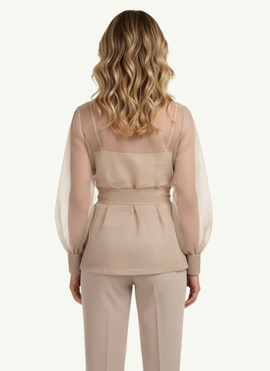  D.exterior Giacca Con Cint Orgenza Setta Beige - 2